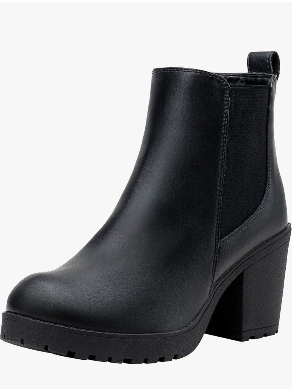 Moto Booties Platform Chelsea Chunky Heeled Zip Ankle Women’s 9.5 Black Vepose